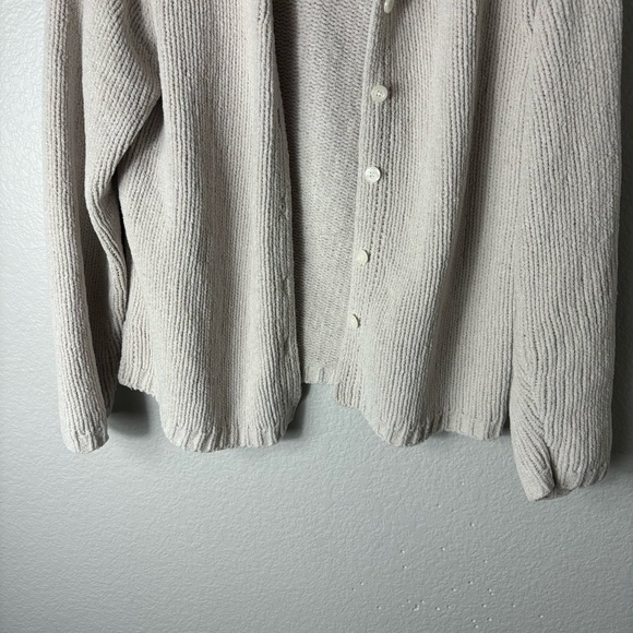 Orvis Women’s Size Large Ecru Chenille Button Up Cardigan Long Sleeve - Picture 3 of 8